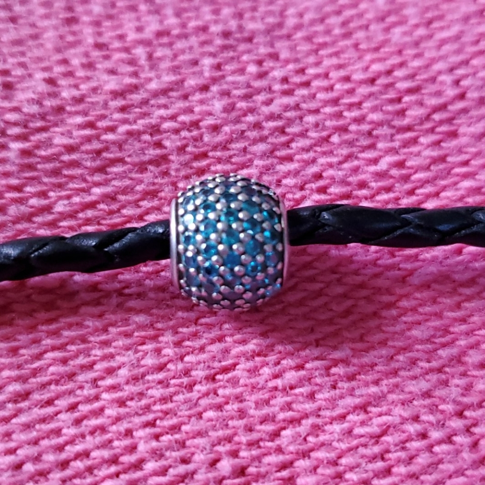 PANDORA charm in aqua stones and silver